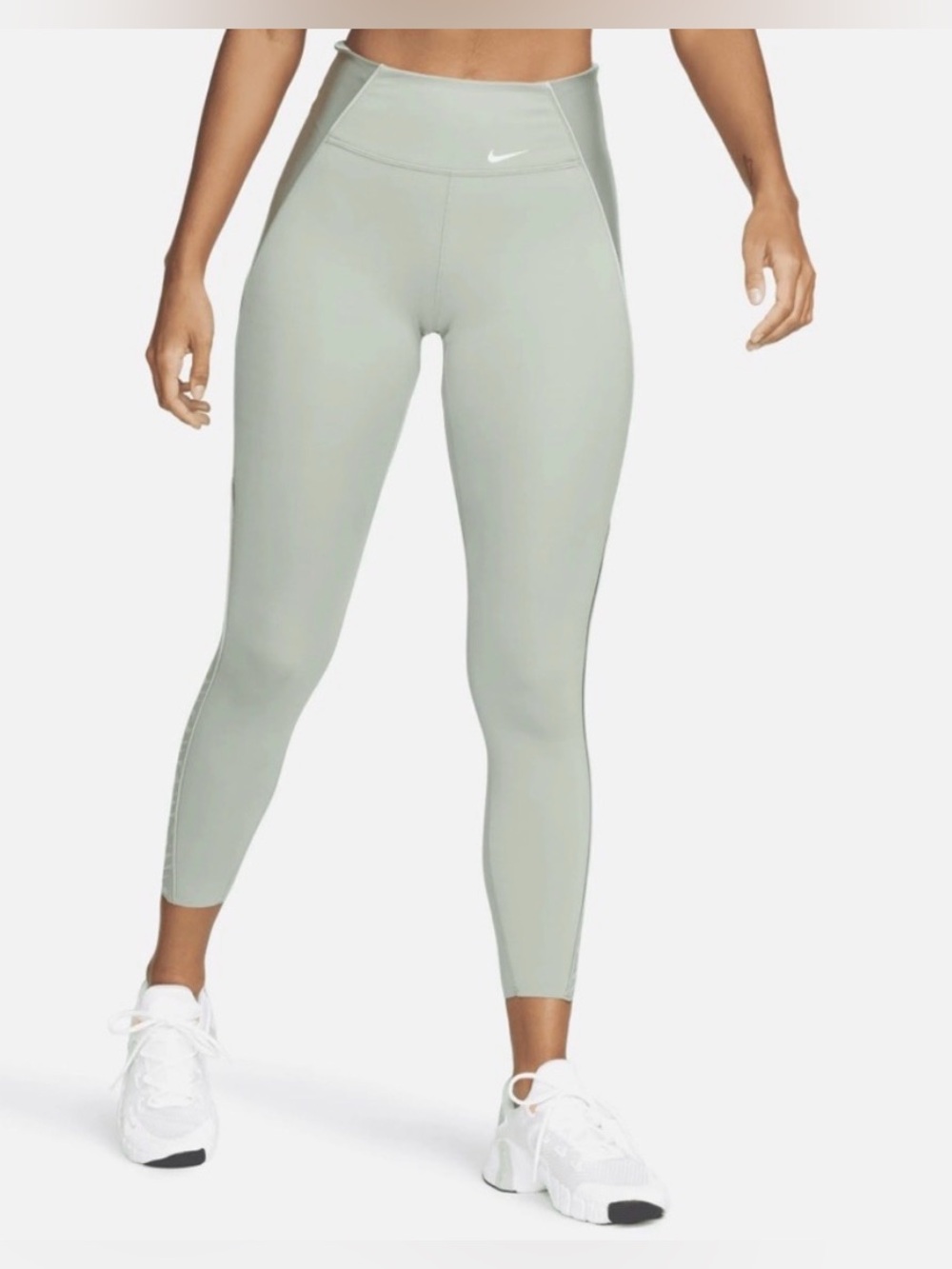 Nike One Luxe Icon Clash Logo Mid Rise 7/8 Gym Leggings Mint Green DD5384-010 M